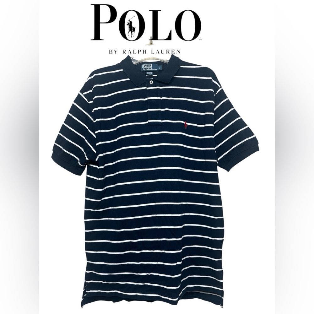 Polo by Ralph Lauren Blue and White Striped Polo Shirt